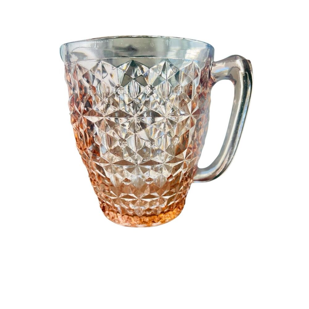 Vintage Jeannette Holiday Buttons & Bows Pink Depression Glass Pitcher 52 Oz